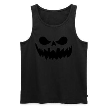 Schauriges Jack O'Lantern Kürbis-Gesicht Halloween - Männer Premium Bio Tank Top - Schwarz - Vorne - AI Model Male 178 light (178cm)
