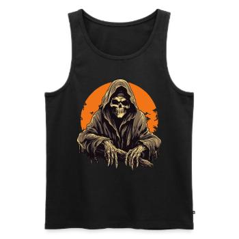 Creepy Grim Reaper with Full Moon Halloween - Men's Premium Organic Tank Top - black - Front - Michal (187cm)