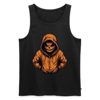 Gruselig-stylischer Jack O'Lantern Roter Hoodie - Männer Premium Bio Tank Top - Schwarz - Vorne - AI Model Male 178 light (178cm)