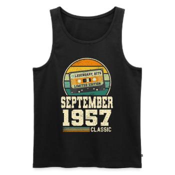 66. Geburtstag September Jahrgang 1957 Vintage - Männer Premium Bio Tank Top - Schwarz - Vorne - Michal (187cm)