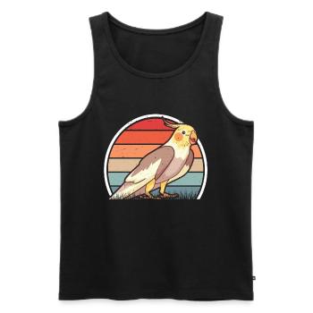 Budgie Retro Welli Vintage - Débardeur bio Premium Homme - noir - Devant - AI Model Male 178 light (178cm)