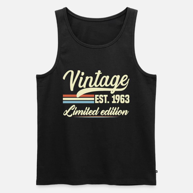 1963 Vintage 1963 Geburtstagsgeschenk - Männer Premium Bio Tank Top - Schwarz