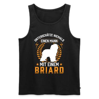 Mann mit Briard Berger de Brie - Männer Premium Bio Tank Top - Schwarz - Vorne - Michal (187cm)
