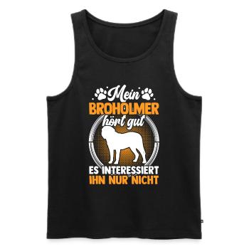 Mein Broholmer hört gut Broholmer - Männer Premium Bio Tank Top - Schwarz - Vorne - Michal (187cm)
