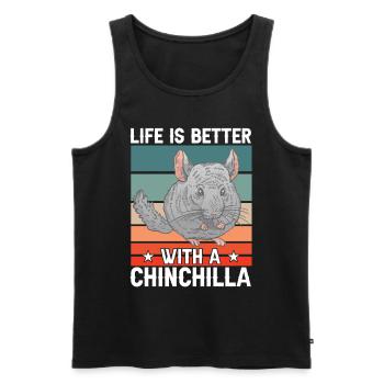 La vie avec la souris laineuse rongeur chinchilla - Débardeur bio Premium Homme - noir - Devant - Michal (187cm)
