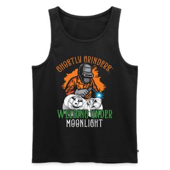 Ghostly Grinders: Welding in the Moonlight - Men's Premium Organic Tank Top - black - Front - AI Model Male 178 light (178cm)