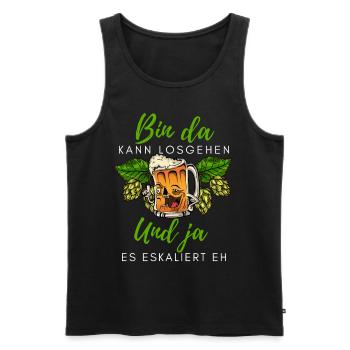 Biertrinker Spruch Bin da kann losgehen mit Bier - Männer Premium Bio Tank Top - Schwarz - Vorne - Michal (187cm)