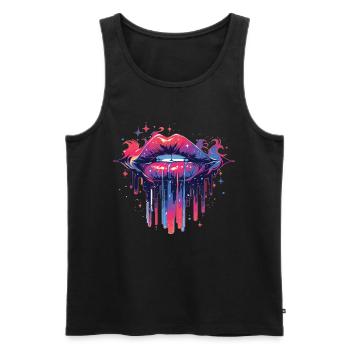 Lippen Kussmund Kuss Mund Rote Lippen - Männer Premium Bio Tank Top - Schwarz - Vorne - AI Model Male 178 light (178cm)