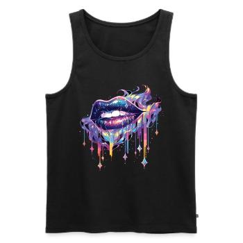 Lippen Kussmund Kuss Mund Rote Lippen - Männer Premium Bio Tank Top - Schwarz - Vorne - AI Model Male 178 light (178cm)