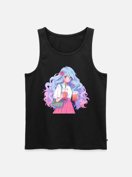 Anime and Boba Bubble Tea - Men's Premium Organic Tank Top - black