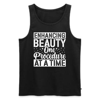 Plastic surgery to improve - Men's Premium Organic Tank Top - black - Front - AI Model Male 178 light (178cm)