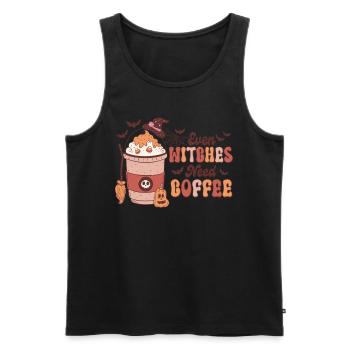 Design vintage d’Halloween avec tasse à café effrayante - Débardeur bio Premium Homme - noir - Devant - Michal (187cm)