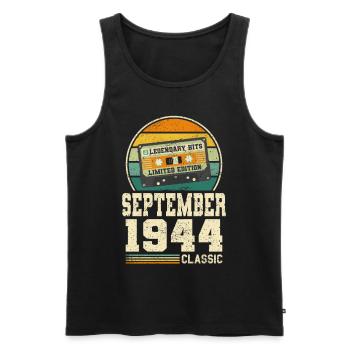 79. Geburtstag September Jahrgang 1944 Vintage - Männer Premium Bio Tank Top - Schwarz - Vorne - Michal (187cm)