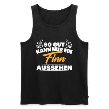 So gut kann nur ein Finn aussehen - Männer Premium Bio Tank Top - Schwarz - Vorne - Michal (187cm)