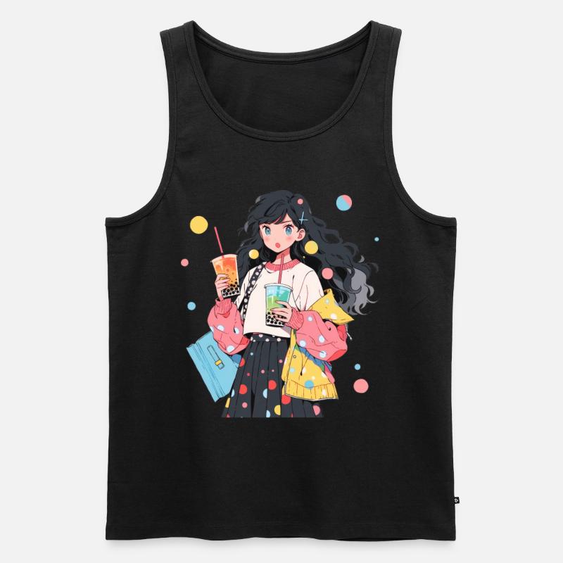 Anime and Boba Bubble Tea - Männer Premium Bio Tank Top - Schwarz