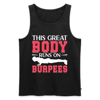 Burpees Exercices Entraînement - Débardeur bio Premium Homme - noir - Devant - Michal (187cm)