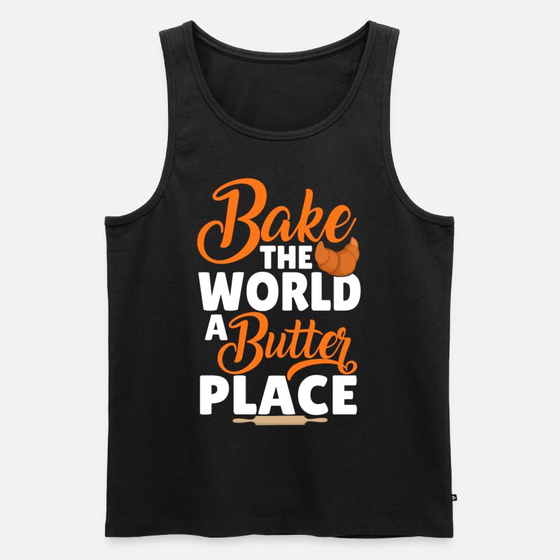 Lustiger Brotbacken-Bäcker - Männer Premium Bio Tank Top - Schwarz