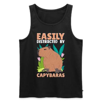 Funny Easily distracted by capybaras - Men's Premium Organic Tank Top - black - Front - Michal (187cm)