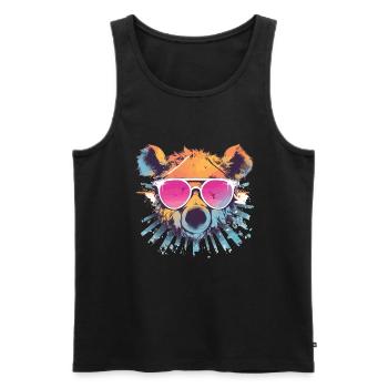 Bear Bear Sunglasses Brown Bear Forest Dweller - Men's Premium Organic Tank Top - black - Front - AI Model Male 178 light (178cm)