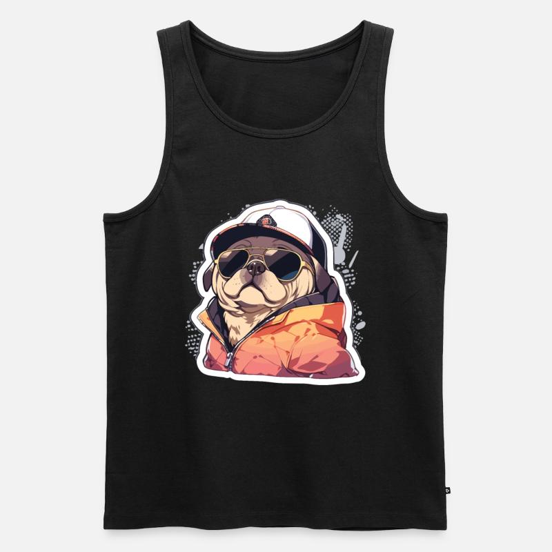 Mops Mops Hund Mops Sonnenbrille Mops Geschenk - Männer Premium Bio Tank Top - Schwarz