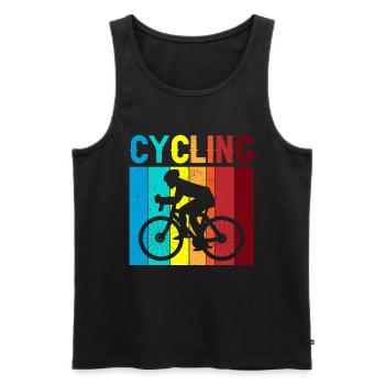 Sportlicher Retro-Biker: "Cycling" für Radler - Männer Premium Bio Tank Top - Schwarz - Vorne - AI Model Male 178 light (178cm)