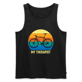 Design de vélo rétro sportif avec « My Therapist » - Débardeur bio Premium Homme - noir - Devant - Michal (187cm)