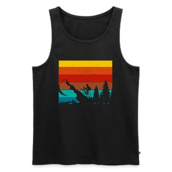 Retro mountain bikers forest and mountains MTB cyclists - Men's Premium Organic Tank Top - black - Front - Michal (187cm)