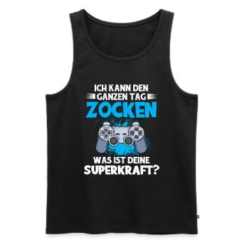 Zocken - Männer Premium Bio Tank Top - Schwarz - Vorne - AI Model Male 178 light (178cm)