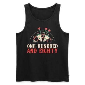 Darts One Hundred and Eighty Dart Score - Men's Premium Organic Tank Top - black - Front - AI Model Male 178 light (178cm)