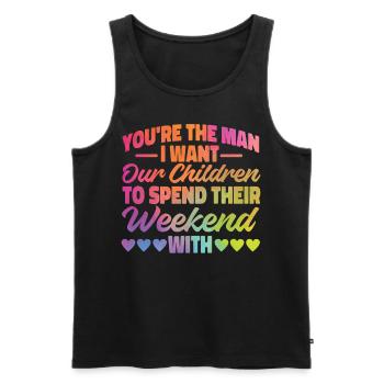 Happy Divorce Party You’re The Man - Débardeur bio Premium Homme - noir - Devant - Michal (187cm)