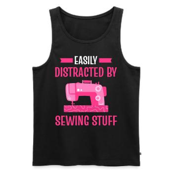 Leicht ablenkbar durch Nähzeug Sewing Lover Sewer - Männer Premium Bio Tank Top - Schwarz - Vorne - AI Model Male 178 light (178cm)