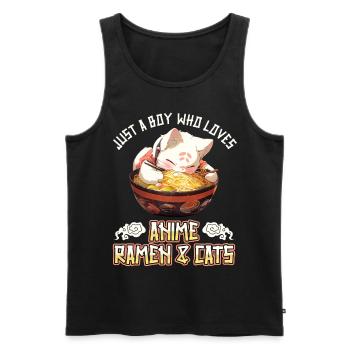 Juste un garçon qui aime les ramen et les chats d’anime - Débardeur bio Premium Homme - noir - Devant - Michal (187cm)