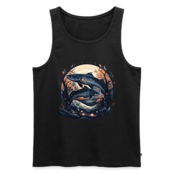 Poisson Poisson Brochet Carpe Pêcheur Poisson Pêche - Débardeur bio Premium Homme - noir - Devant - Michal (187cm)