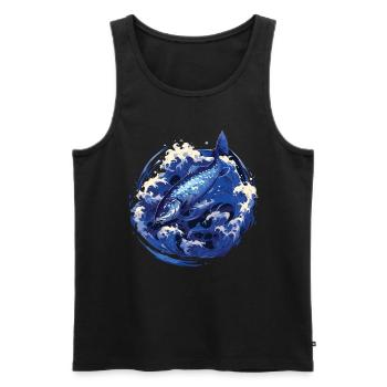 Poisson Poisson Brochet Carpe Pêcheur Poisson Pêche - Débardeur bio Premium Homme - noir - Devant - Michal (187cm)
