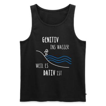 Genitiv ins Wasser weil es Dativ ist - Männer Premium Bio Tank Top - Schwarz - Vorne - AI Model Male 178 light (178cm)