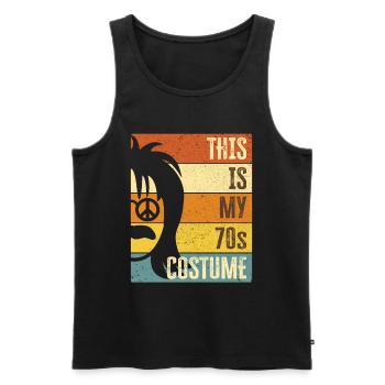 70s Seventies 1970s Party Disco Costume - Débardeur bio Premium Homme - noir - Devant - AI Model Male 178 light (178cm)