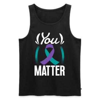Suicide Prevention With Teal & Purple - Männer Premium Bio Tank Top - Schwarz - Vorne - AI Model Male 178 light (178cm)