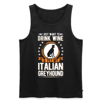 Lévrier italien et vin - Débardeur bio Premium Homme - noir - Devant - Michal (187cm)