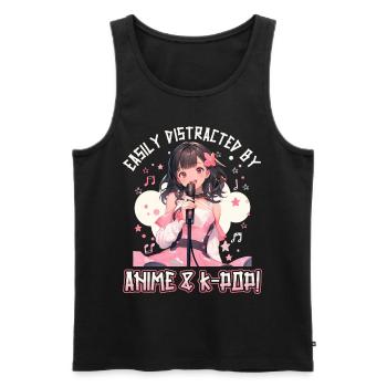 Easily distracted by Anime and K-Pop - Men's Premium Organic Tank Top - black - Front - Michal (187cm)