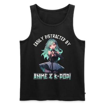 Easily distracted by Anime and K-Pop - Men's Premium Organic Tank Top - black - Front - Michal (187cm)