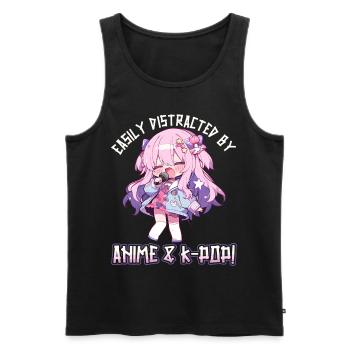 Easily distracted by Anime and K-Pop - Men's Premium Organic Tank Top - black - Front - Michal (187cm)