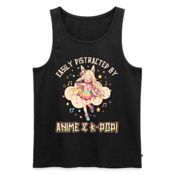 Easily distracted by Anime and K-Pop - Men's Premium Organic Tank Top - black - Front - Michal (187cm)
