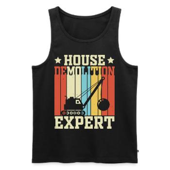 Funny Wrecking Ball Crane - Men's Premium Organic Tank Top - black - Front - AI Model Male 178 light (178cm)