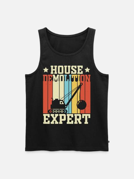 Funny Wrecking Ball Crane - Men's Premium Organic Tank Top - black