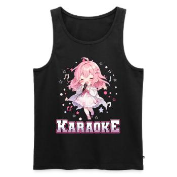 Filles Manga Anime Karaoké - Débardeur bio Premium Homme - noir - Devant - AI Model Male 178 light (178cm)