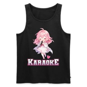Filles Manga Anime Karaoké - Débardeur bio Premium Homme - noir - Devant - AI Model Male 178 light (178cm)