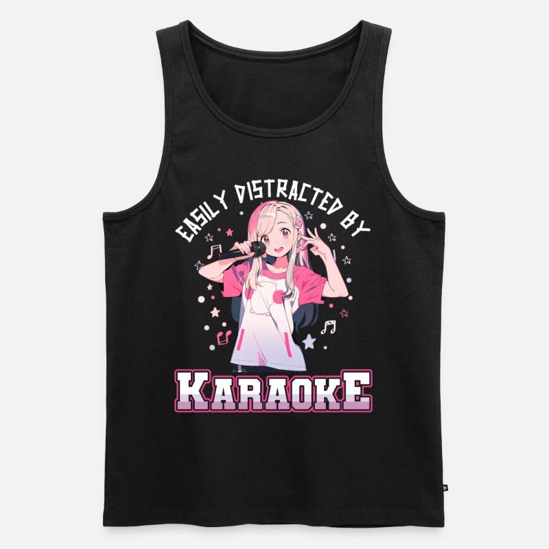 Easily distracted by Karaoke - Männer Premium Bio Tank Top - Schwarz