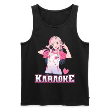 Filles Manga Anime Karaoké - Débardeur bio Premium Homme - noir - Devant - AI Model Male 178 light (178cm)