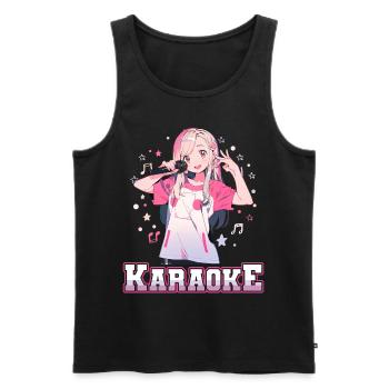 Filles Manga Anime Karaoké - Débardeur bio Premium Homme - noir - Devant - AI Model Male 178 light (178cm)