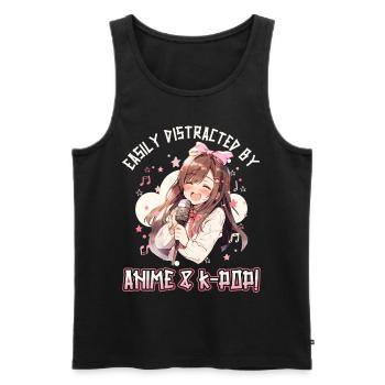 Easily distracted by Anime and K-Pop - Men's Premium Organic Tank Top - black - Front - Michal (187cm)